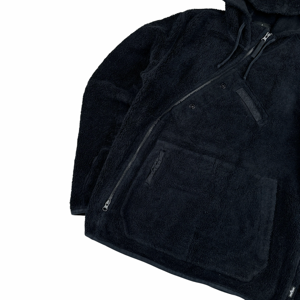 Stone Island 2017 Black Teddy Fleece Shadow Project Hoodie - Large