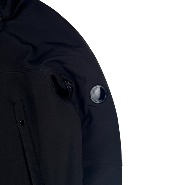 CP Company Black Fleece Lined Soft Shell Lens View Smock Jacket - Large