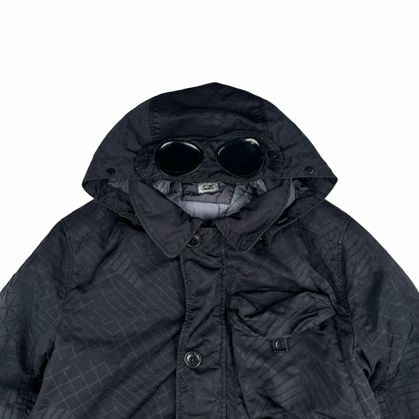 CP Company Black M Bossed Quilted Goggle Jacket - Medium