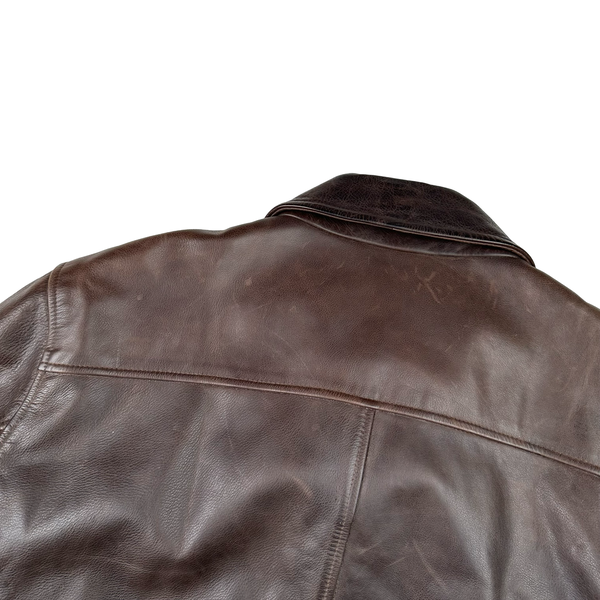 Blue Harbour Brown Heavyweight Leather Jacket - Large