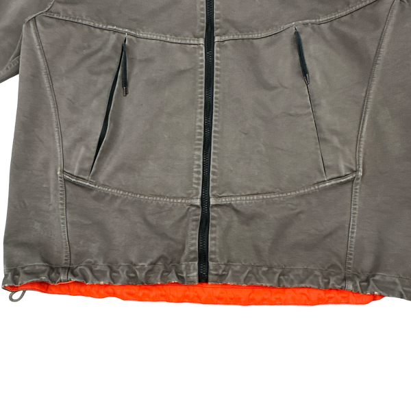 Stone Island 2006 Neon Orange Reversible Khaki Spellout Jacket - XL