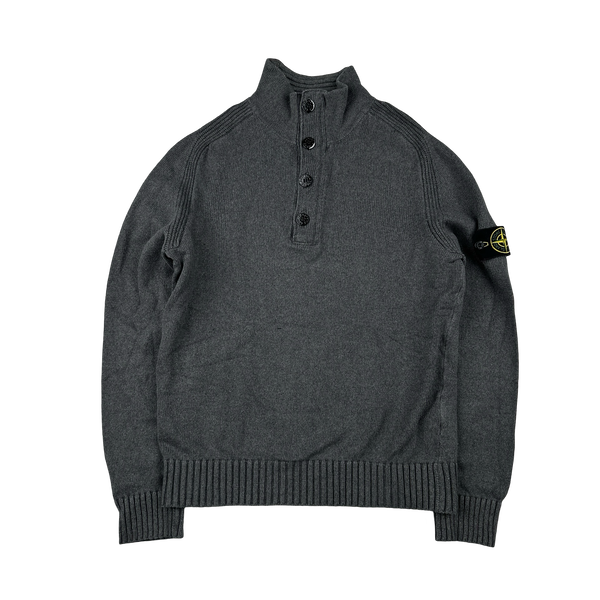 Stone Island 2012 Grey Wool Quarter Buttoned Jumper - Medium