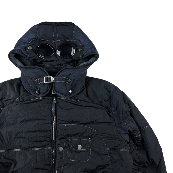 CP Company 2000s Navy Down Filled Contrast Stitch Goggle Jacket - Large