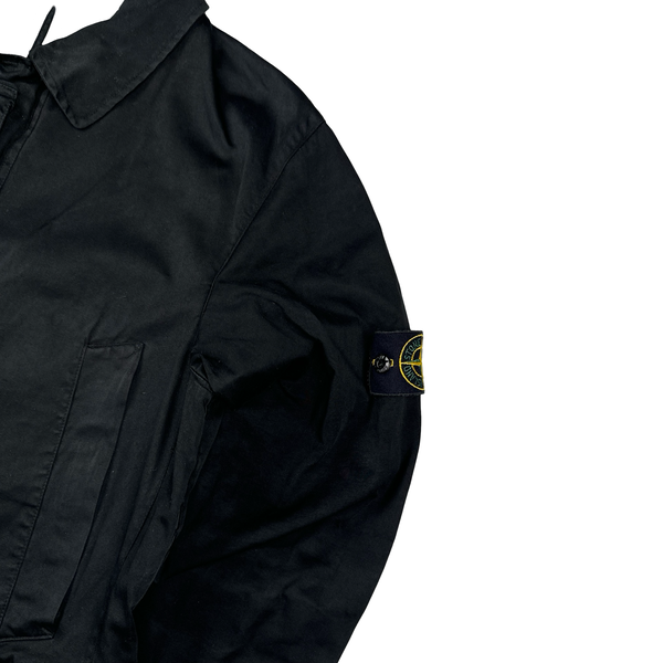 Stone Island 2002 Black Raso Gommato Collared Jacket - Large