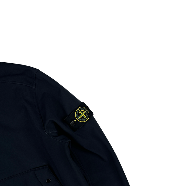Stone Island 2020 Navy Soft Shell Hooded Jacket - Medium