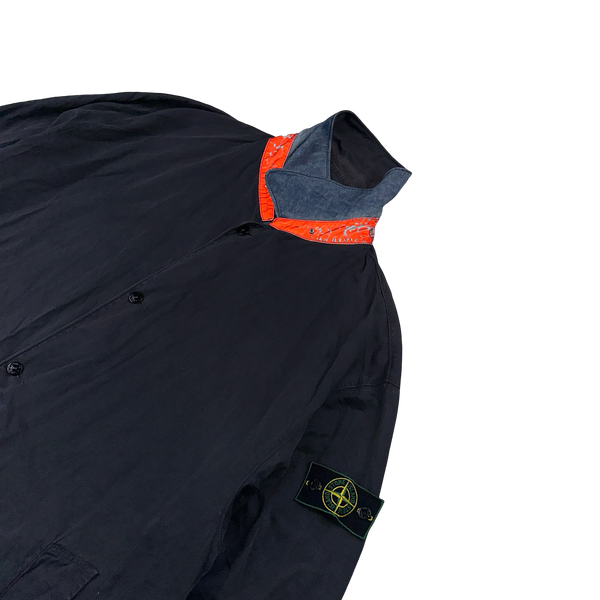 Stone Island Vintage Long Raso Gommato Reflective Collar Jacket - XL