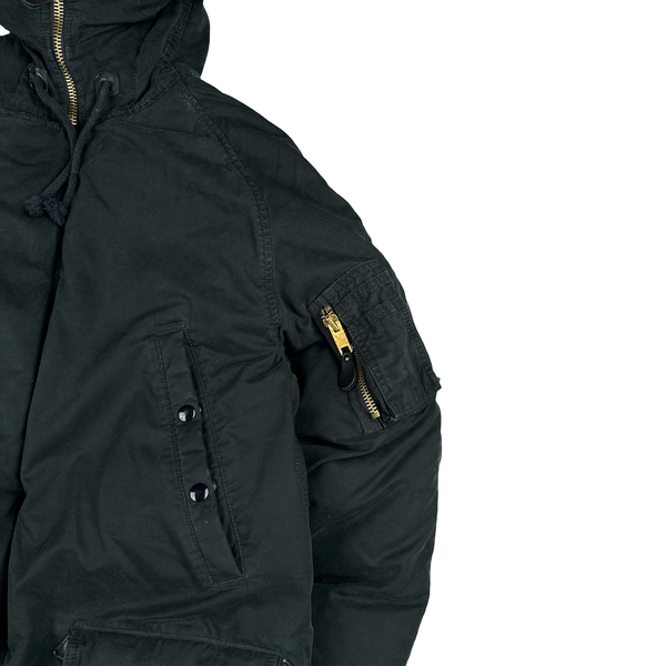 Ralph Lauren Black Fur Hooded Parka Jacket - Small