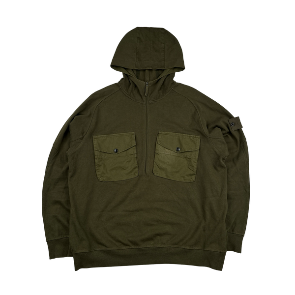 STONE  GHOST w29 カーキ Stone Island Khaki Ghost Chest Pocket Pullover Hoodie - XXL