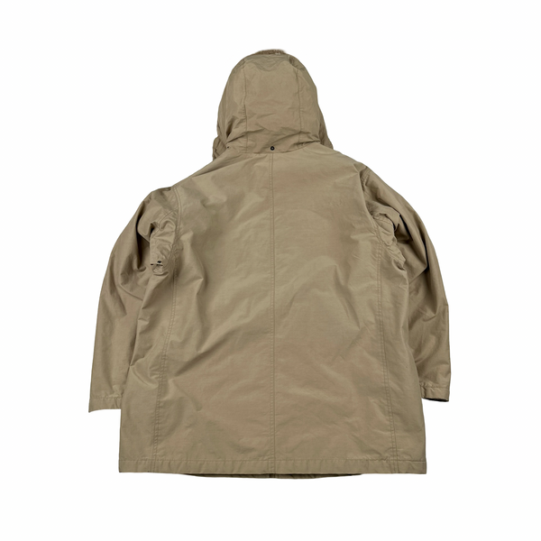 Ralph Lauren Vintage Beige Quilted Fleece Lining Hooded Jacket - Large