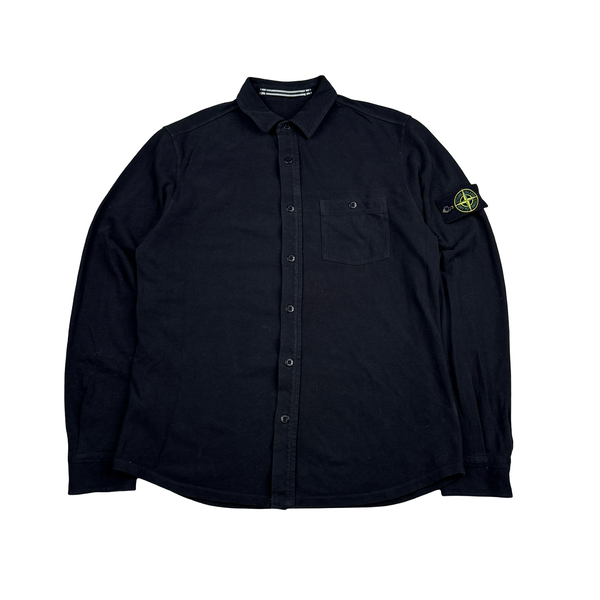 Stone Island Black Cotton Buttoned Overshirt - Large