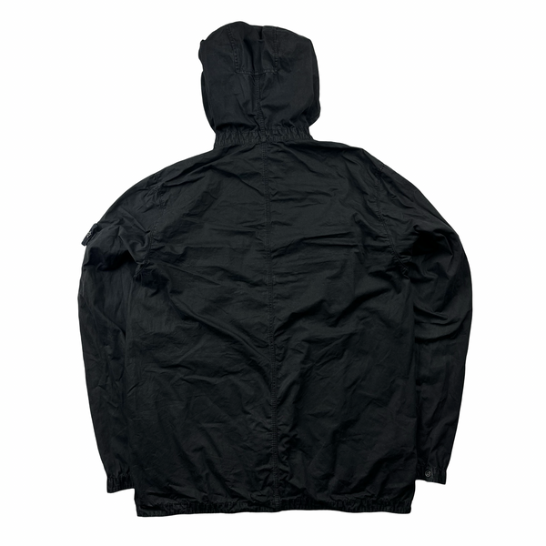 Stone Island Black Hooded Cotton Overshirt Jacket - Large