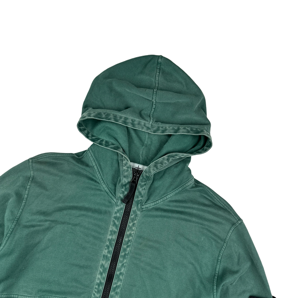 Stone Island 2013 Emerald Green Cotton Zipped Hoodie - Large