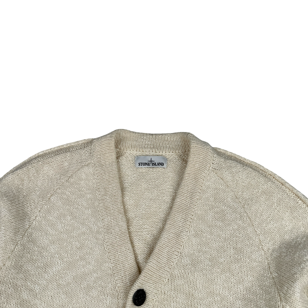 Stone Island 2020 Cream Wool Blend Buttoned Knit Jumper - XL