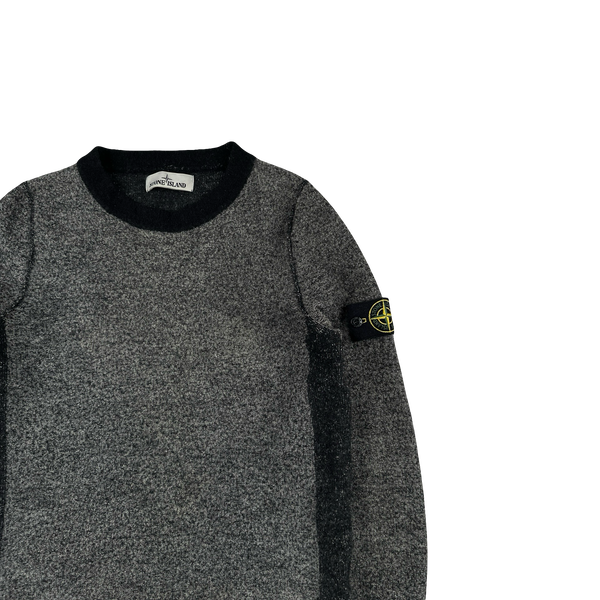 Stone Island 2017 Grey Block Pattern Wool Crewneck Jumper - Small