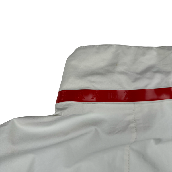 Prada Red Neck Tab White Convertible Goretex Prototype Zipped Jacket - XL