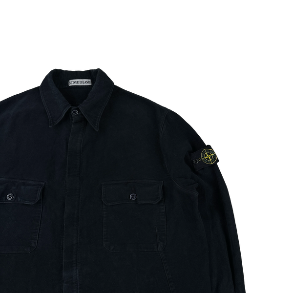 Stone Island Vintage Navy 1998 Moleskin Cotton Overshirt - Large