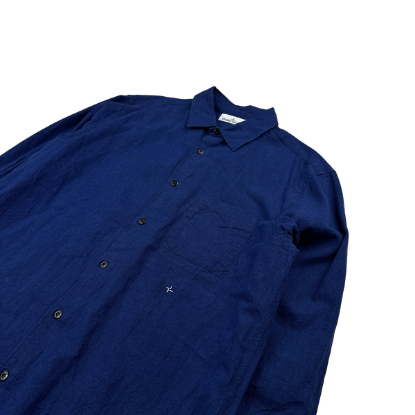 Stone Island 2016 Blue Linen Blend Buttoned Shirt - XXL