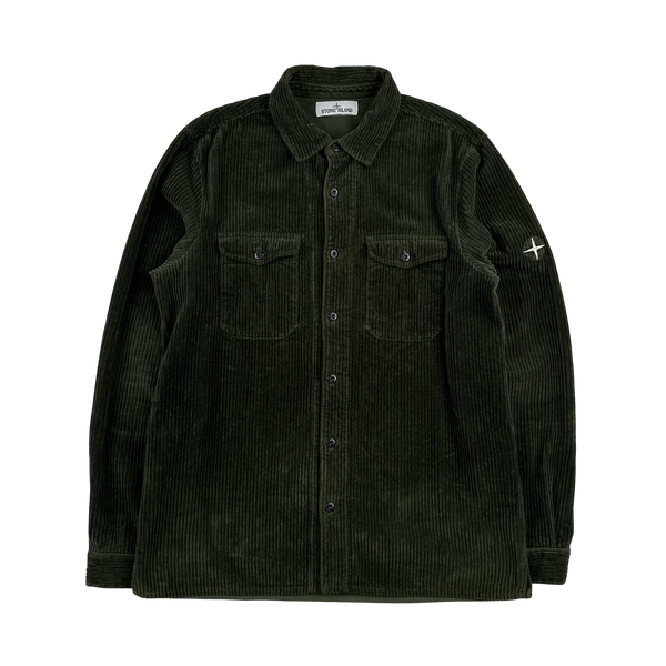 Stone Island 2020 Emerald Green Jumbo Corduroy Shirt - Large