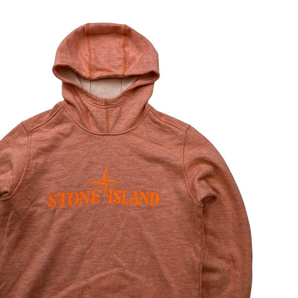 Stone Island 2019 Orange Spellout Hoodie - Small