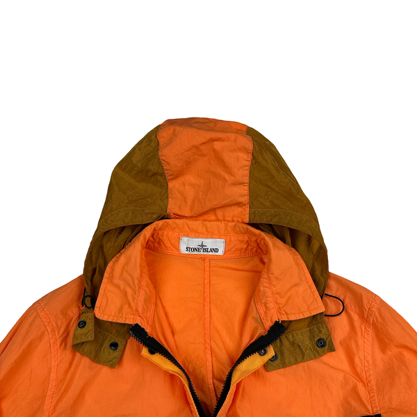 Stone Island 2015 Orange Nylon Metal Hooded Overshirt - Large
