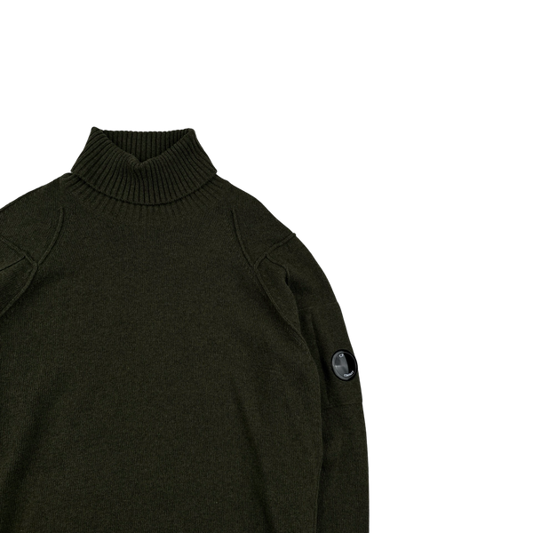 CP Company Forest Green Thick Wool Roll Neck Knit - Medium