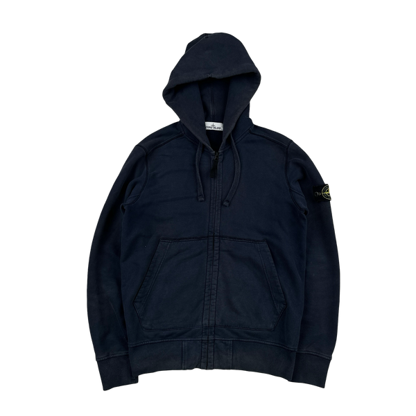 Stone Island 2018 Navy Cotton Zipped Hoodie - Medium