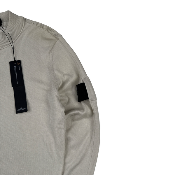 Stone Island 2022 Shadow Project Cream Cotton Woven Knit Detailed Jumper - Small