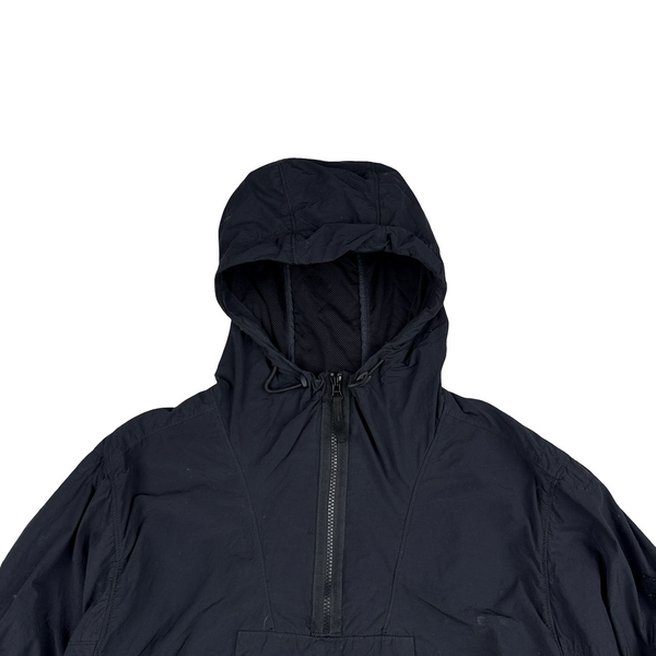 Stone Island 2022 Navy Nylon Quarter Zipped Hooded Smock - Medium
