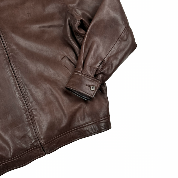 Ralph Lauren Brown Heavyweight Leather Jacket - Large