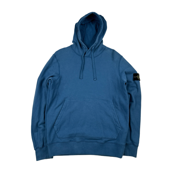 Stone Island 2020 Blue Cotton Pullover Hoodie - Large
