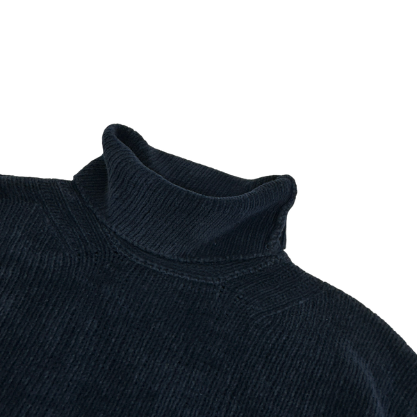 Stone Island Vintage 1995 Navy Chenille Knit Vintage Roll Neck - Medium