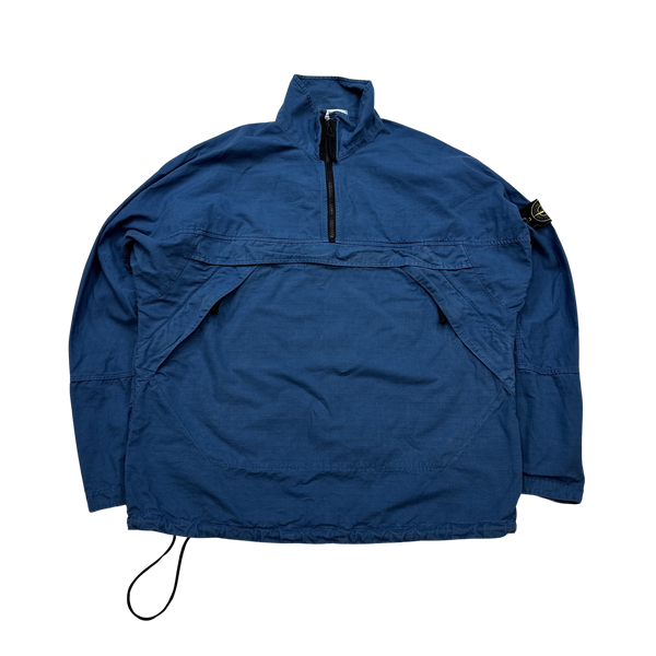 Stone Island 2020 Blue Cotton Rip Stop Smock Pullover - Small