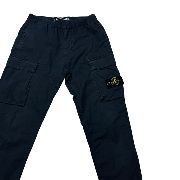 Stone Island Navy Parachute Cotton Tapered Cargo Trousers 30