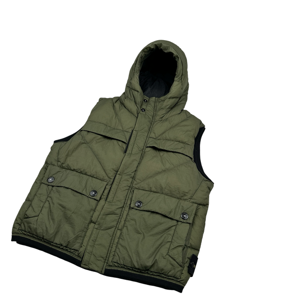 Stone Island 2011 Khaki Opaque Nylon Tela Down Filled Gilet - Medium