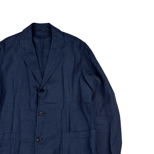CP Company Navy Lino Flax Buttoned Blazer - XL