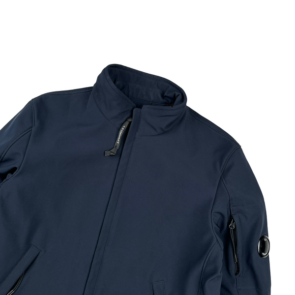 CP Company Blue Fleece Lined Soft Shell Lens Viewer Bomber - Medium