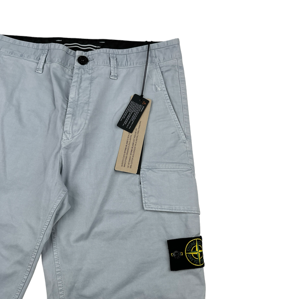 Stone Island 2024 Light Blue Cotton SL Cargo Shorts - 31"
