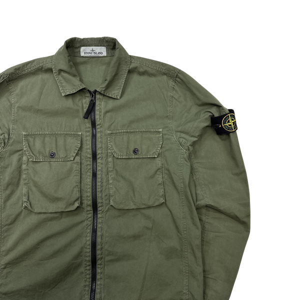 Stone Island 2021 Khaki Green Cotton Overshirt - Small