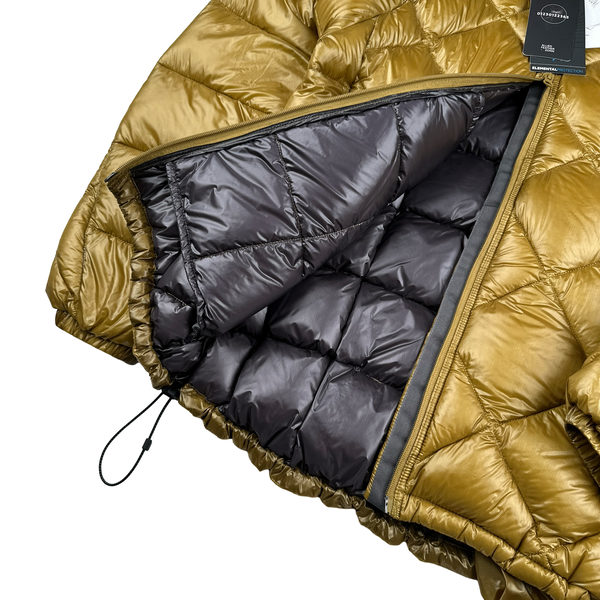 And Wander Gold Pertex Diamond Quilted Hooded Puffer Jacket - Small