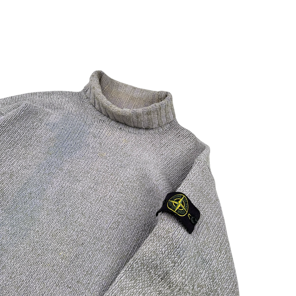 Stone Island 1997 Grey Knitted Cotton Vintage Roll Neck Jumper