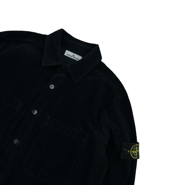 Stone Island 2023 Navy Corduroy Buttoned Overshirt - Large