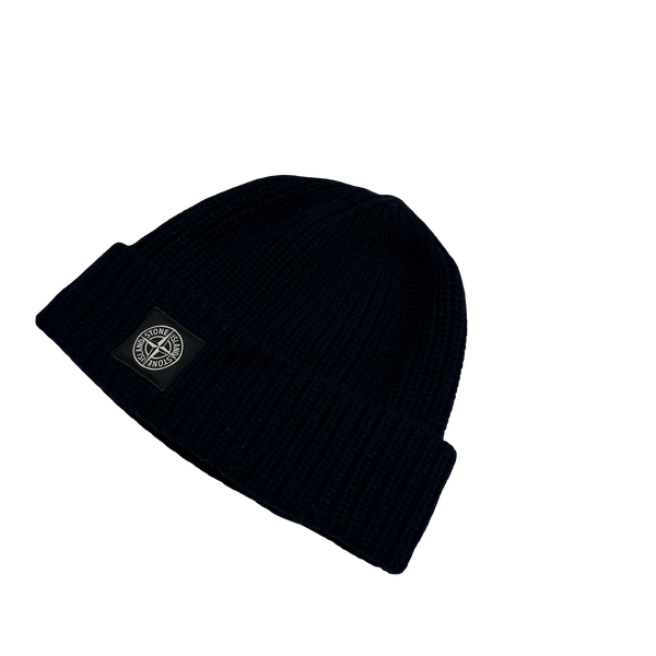 Stone Island 2018 Navy Ribbed Wool Beanie Hat