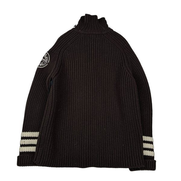 Stone Island 2005 Heavyweight Wool Knit Spellout Cardigan - XL