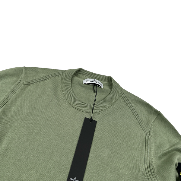 Stone Island 2019 Green Fine Knit Cotton Crewneck Jumper - Small