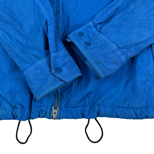 CP Company Blue Zipped Cotton Chest Lens View Overshirt - Medium