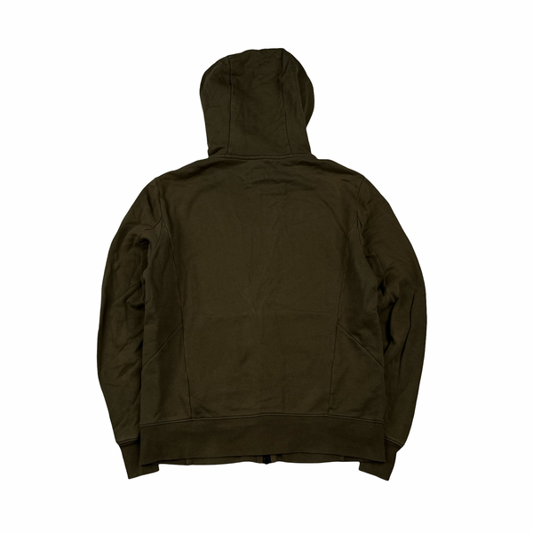 CP Company Khaki Goggle Cotton Zip Up Hoodie - Medium
