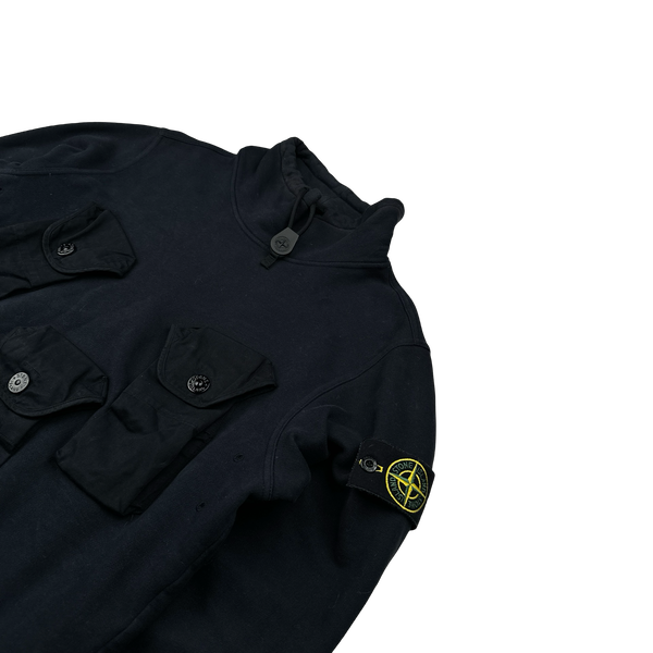 Stone Island 2021 Navy Chest Cargo Pocket Pullover Jumper - Medium