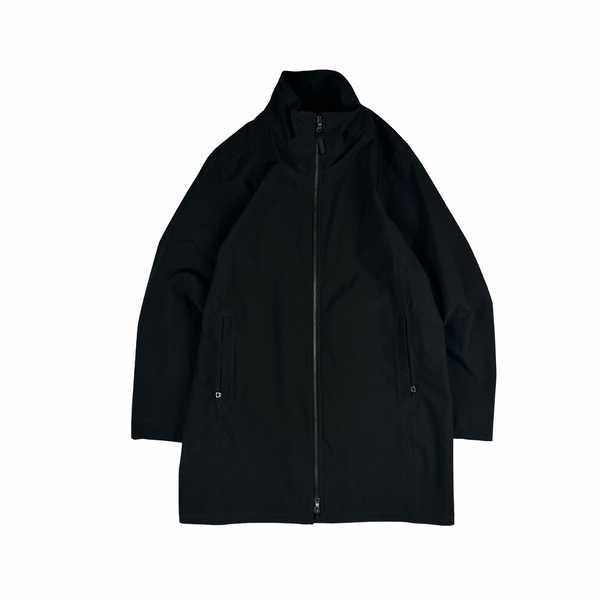 Prada Black Red Tab Long Goretex Zipped Jacket - XL