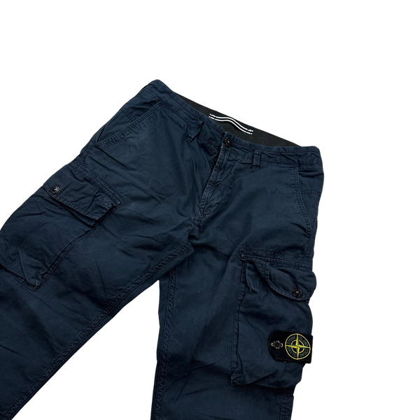 Stone Island 2019 Navy Slim Fit Cargo Ripstop Trousers - 30"