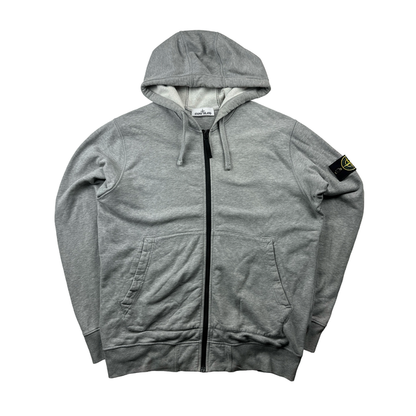 Stone Island 2022 Grey Cotton Zipped Hoodie - XL